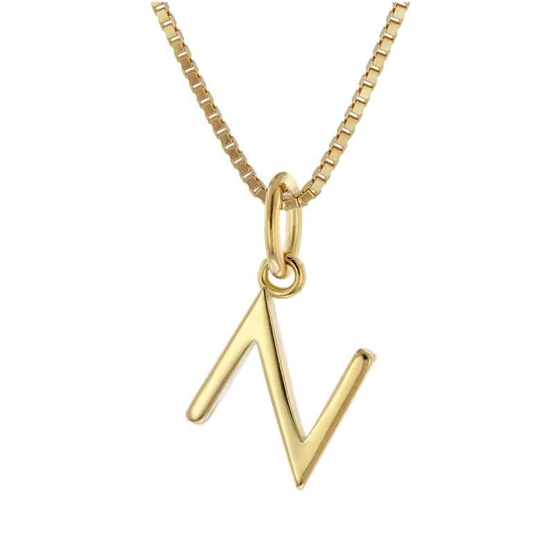 trendor 15255-N Women's Necklace with Letter N Gold Plated Silver 925