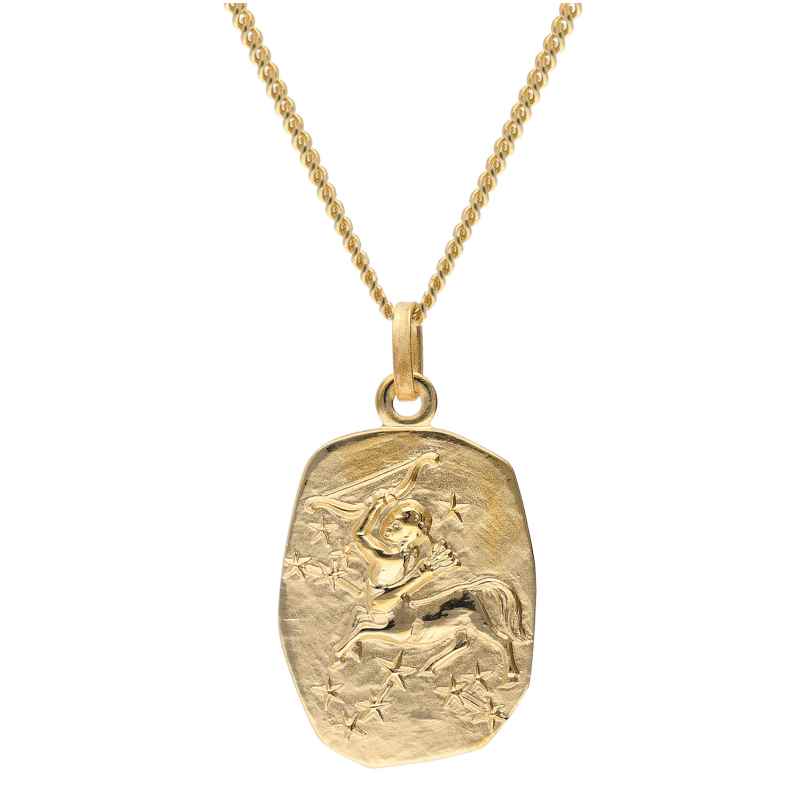 trendor 15404-12 Sagittarius Zodiac Gold 333 with Gold-Plated Silver Necklace