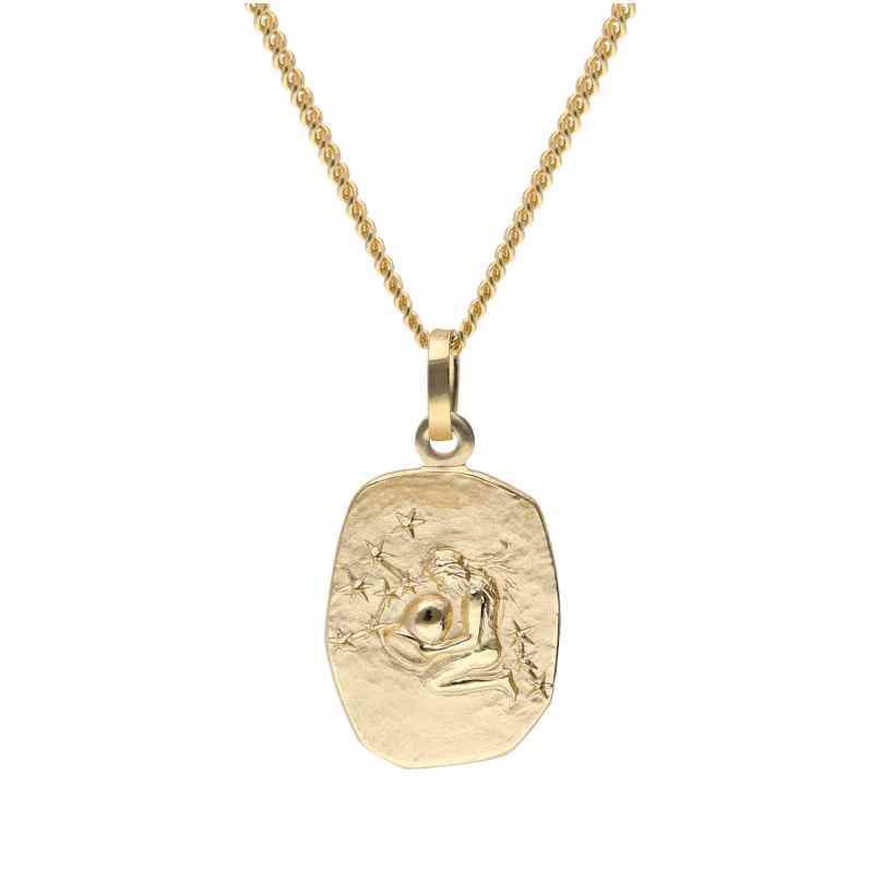 trendor 15436-02 Aquarius Zodiac Gold 585 with Gold-Plated Silver Necklace