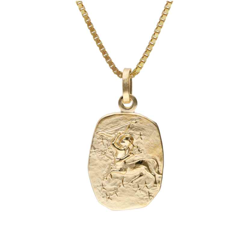 trendor 15382-12 Sagittarius Zodiac Gold 333 with Gold-Plated Silver Necklace