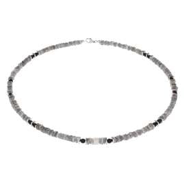 trendor 15512 Men's Necklace 925 Silver Labradorite + Onyx 50 cm