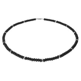 trendor 15516 Herren-Halskette 925 Silber Collier Onyx-Rondelle 50 cm