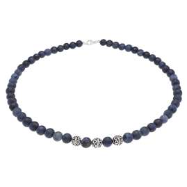 trendor 15518 Herrenkette 925 Silber Collier Dumortierit Perlen 50 cm