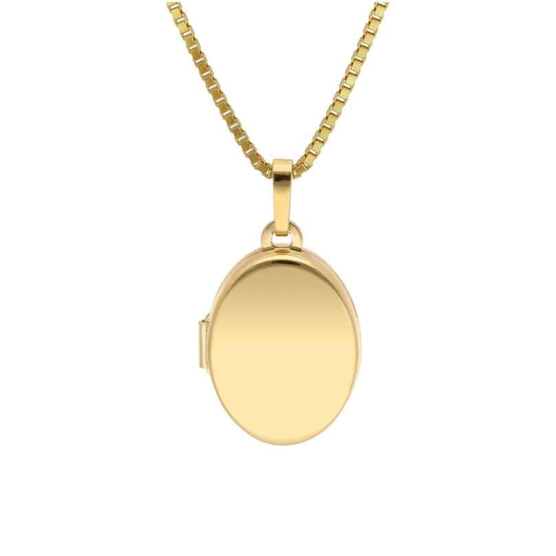 trendor 15529 Locket Gold 585/14K with Gold-Plated Silver Necklace