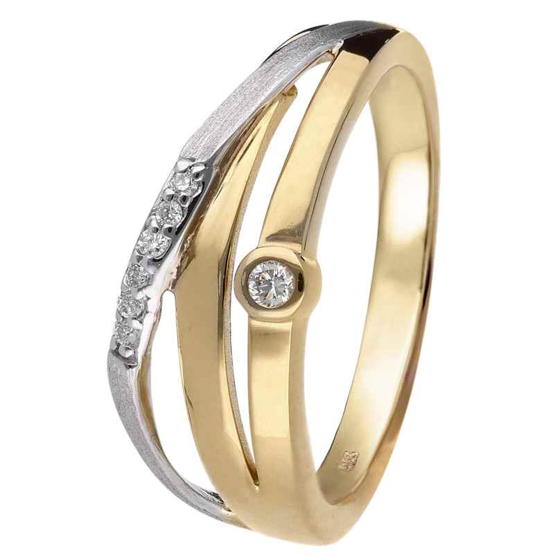 trendor 15577 Ladies' Ring with Diamonds Gold 333/8K Two-Tone