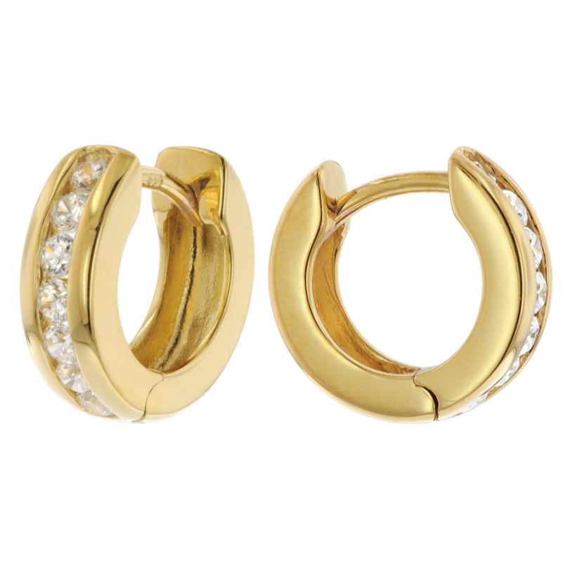 trendor 15582 Earrings Gold 333/8K Hoops with Cubic Zirconias 4262408155829