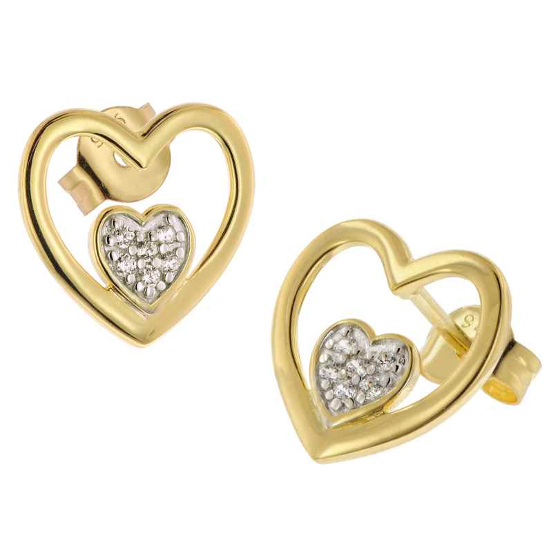 trendor 15584 Earrings 925 Silver Gold-Plated with Cubic Zirconias 4262408155843