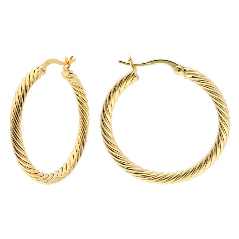 trendor 15598 Ladies' Hoop Earrings 925 Silver Gold-Plated Ø 30 mm 4262408155980