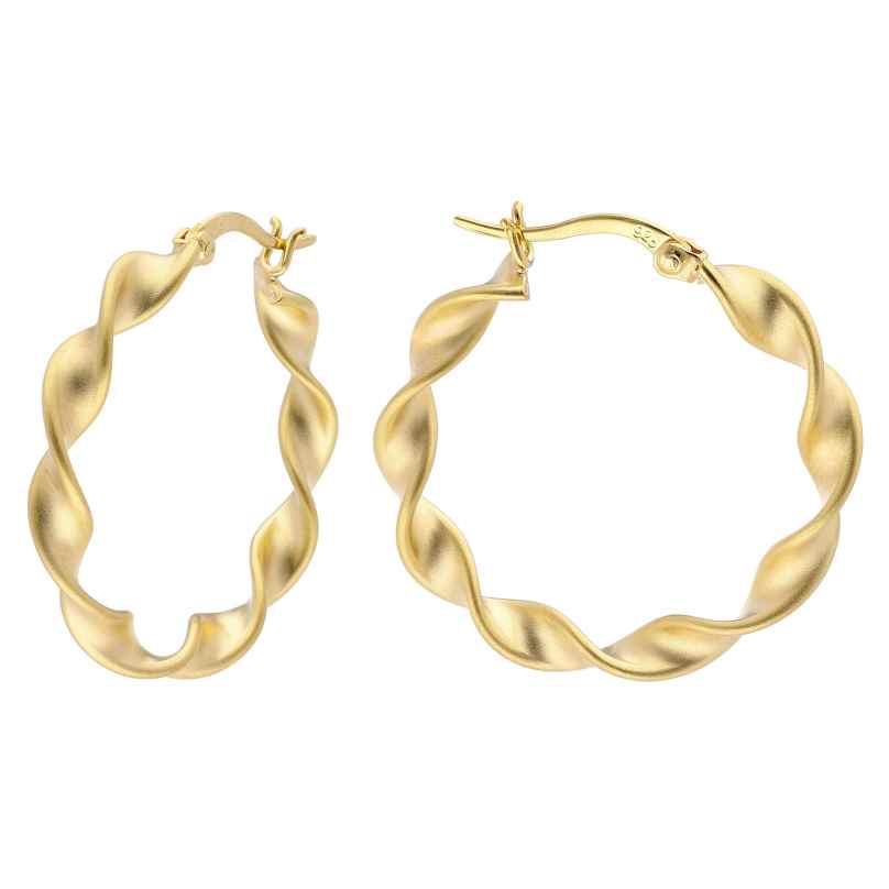trendor 15600 Hoop Earrings for Women 925 Silver Gold-Plated Ø 30 mm 4262408156000