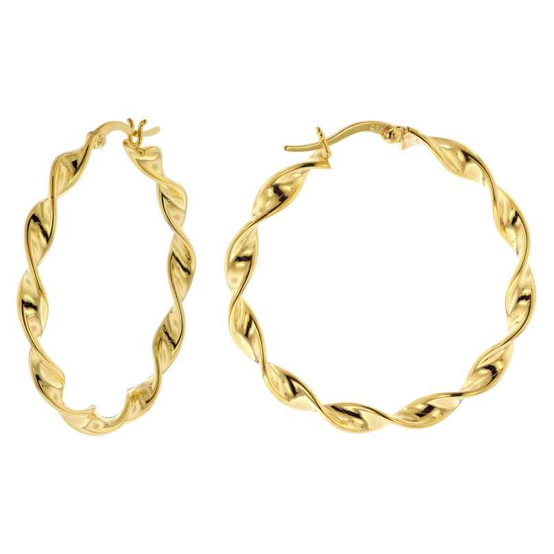 trendor 15601 Women's Hoop Earrings 925 Silver Gold-Plated Ø 40 mm 4262408156017
