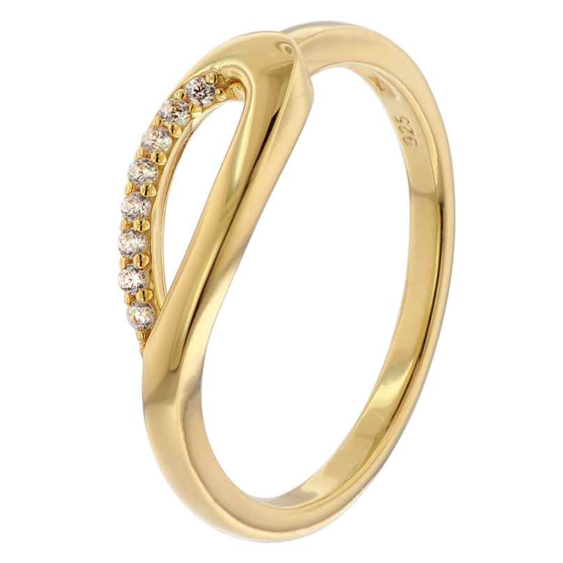 trendor 15612 Ladies' Ring 925 Silver Gold-Plated with Cubic Zirconias