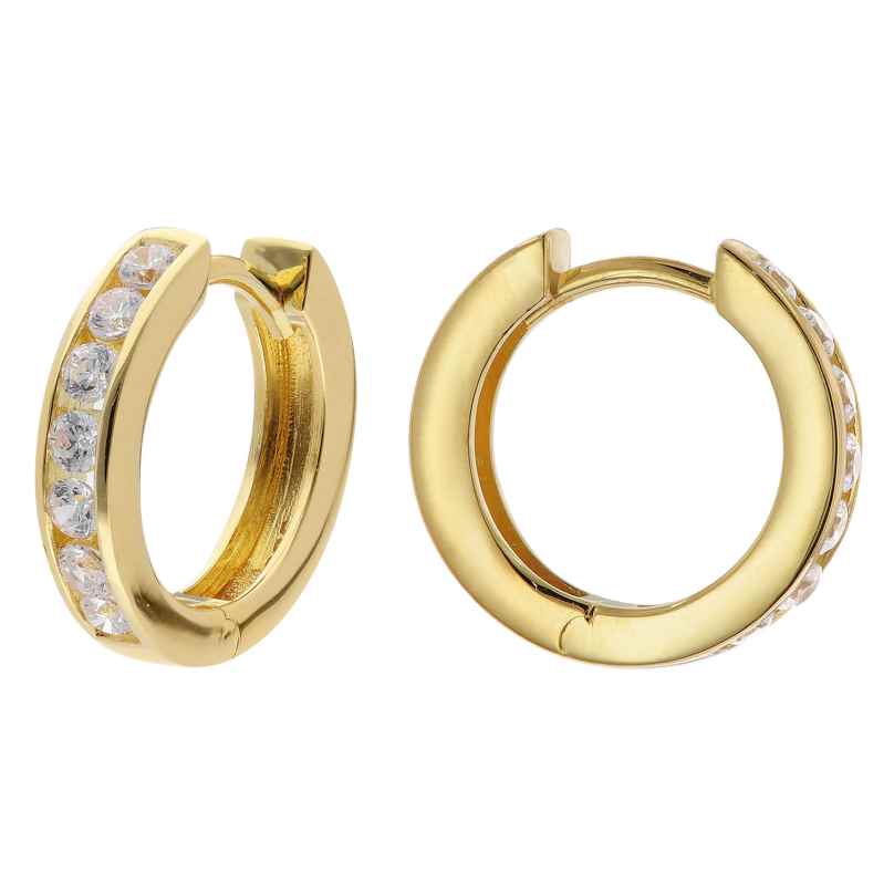 trendor 15609 Women's Hoop Earrings 925 Silver Gold-Plated Ø 15 mm 4262408156093