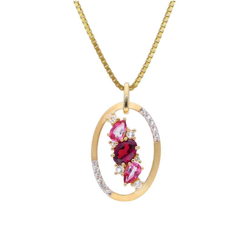 trendor 15603 Ladies' Necklace 925 Silver Gold-Plated with Coloured Gemstones