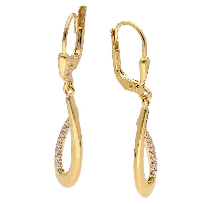 trendor 15610 Women's Earrings 925 Silver Gold-Plated with Cubic Zirconias 4262408156109