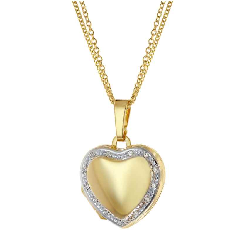 trendor 15632 Heart Locket Gold 333 / 8K with Gold-Plated Design Chain