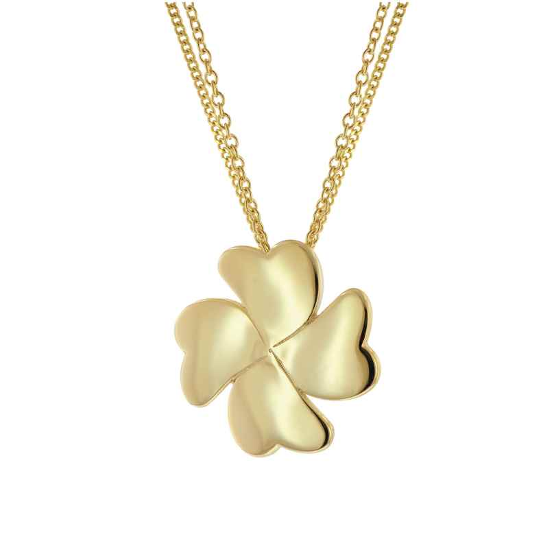 trendor 15633 Shamrock Pendant Gold 333 / 8K with Gold-Plated Silver Chain