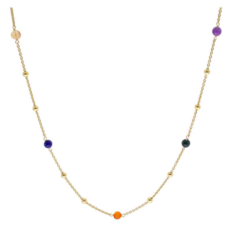 trendor 15649 Ladies' Necklace Gold Plated Silver with Genuine Colour-Stones 4262408156499
