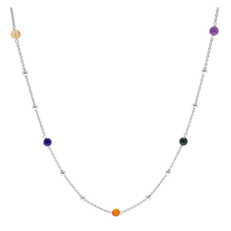 trendor 15650 Women's Necklace 925 Silver Rhodium Plated with Colour-Stones 4262408156505