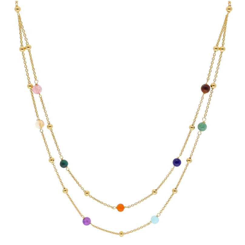 trendor 15651 Women's Necklace Gold Plated 925 Silver with Colour-Stones 4262408156512