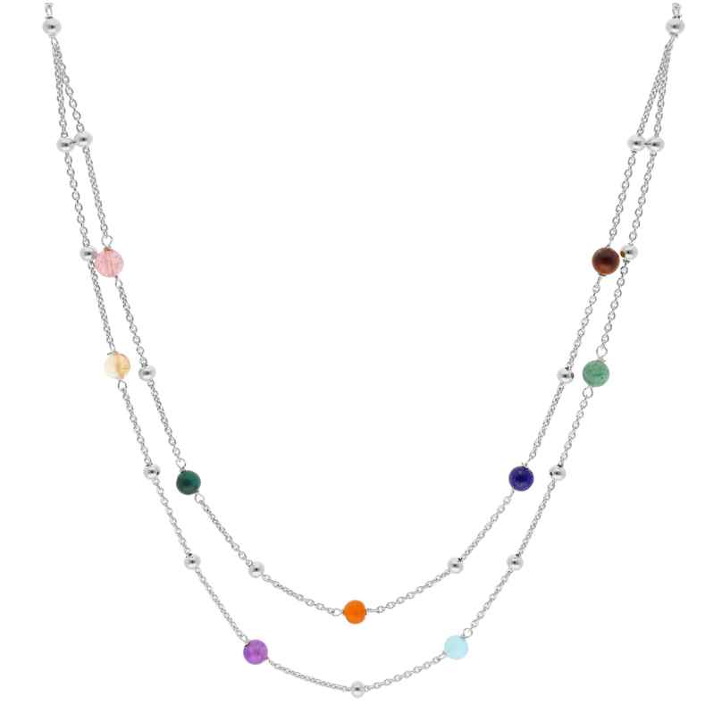 trendor 15652 Ladies' Necklace 925 Silver Rhodium Plated with Colour-Stones 4262408156529