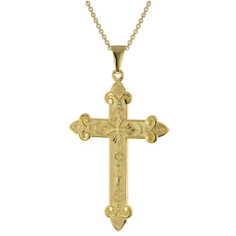 trendor 15762 Cross Pendant Gold 333/8K with Gold-Plated Silver Men's Necklace