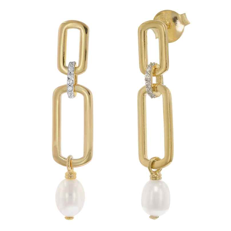 trendor 15808 Drop Earrings with Pearls Gold Plated 925 Silver 4262408158080
