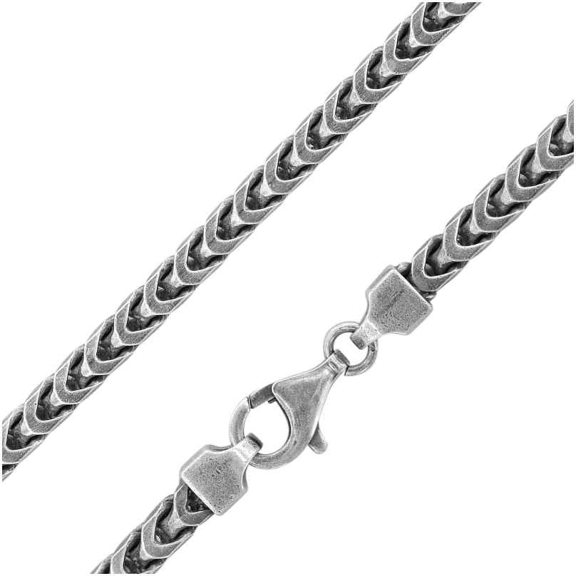 trendor 15864 Men's Necklace Oxidized Silver 925 foxtail Chain 5.1 mm Wide
