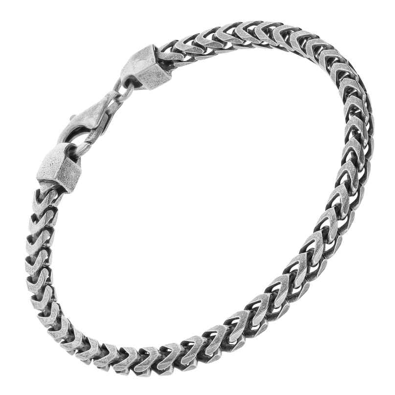 trendor 15862 Men's Bracelet Oxidized Silver 925 Foxtail Chain 4.3 mm Wide