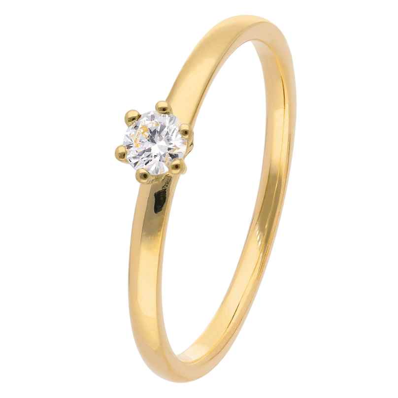 trendor 15888 Damen-Diamantring 585/14K Gold Brillant 0,14 ct