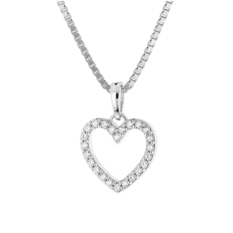 trendor 15911 Heart Pendant For Girls White Gold 333/8K + Silver Chain