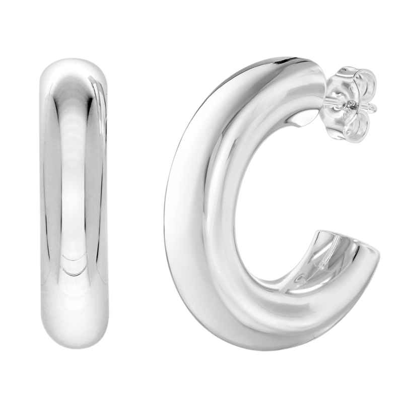 trendor 15917 Women's Earrings 925 Silver Half Hoop Earrings ⌀ 25 mm 4262408159179