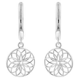 trendor 15920 Women's Hoop Earrings Flower Of Life 925 Silver