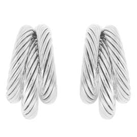 trendor 15928 Damen-Ohrringe Halbcreolen 925 Silber Steckcreolen ⌀ 18 mm