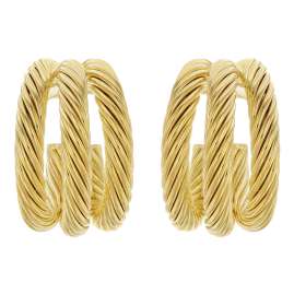 trendor 15929 Women's Half Hoop Earrings Gold-Plated 925 Silver ⌀ 20 mm