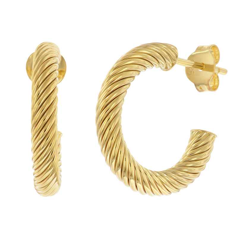 trendor 15931 Women's Half Hoop Earrings Gold-Plated 925 Silver ⌀ 22 mm 4262408159315