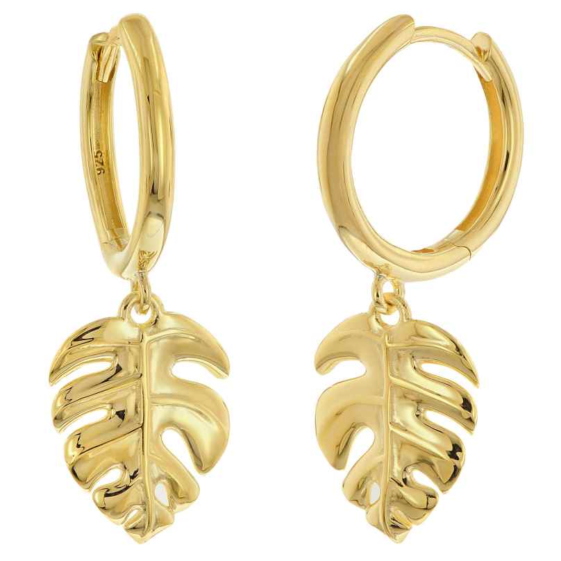 trendor 15934 Earrings with Monstera Leaf Gold-Plated 925 Silver 4262408159346