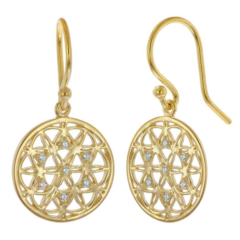trendor 15936 Damen-Ohrringe mit Mandala-Motiv 925 Silber Vergoldet 4262408159360