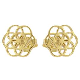 trendor 15940 Women's Earrings Flower Of Life Gold Plated 925 Silver ⌀ 10 mm
