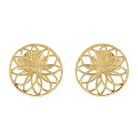 trendor 15942 Women's Earrings Flower Of Life Gold Plated 925 Silver ⌀ 10 mm