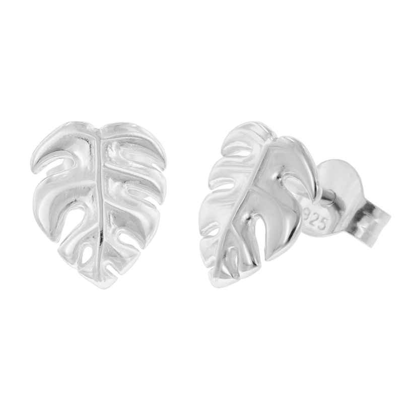 trendor 15943 Women's Stud Earrings Monstera Leaf 925 Sterling Silver 4262408159438