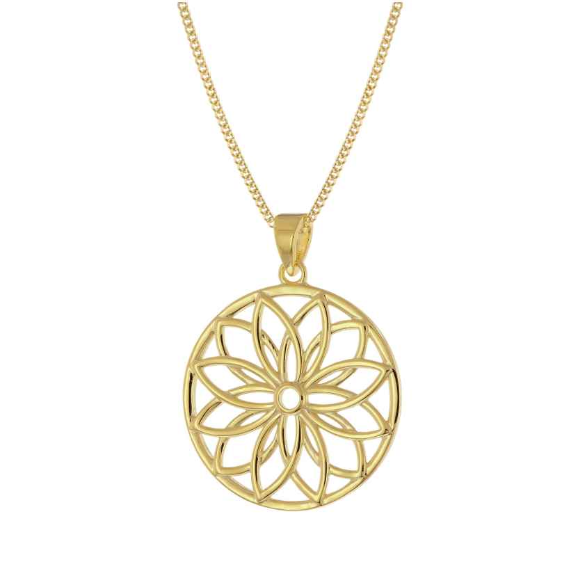trendor 15952 Women's Necklace Flower of Life Gold Plated 925 Silver ⌀ 20 mm