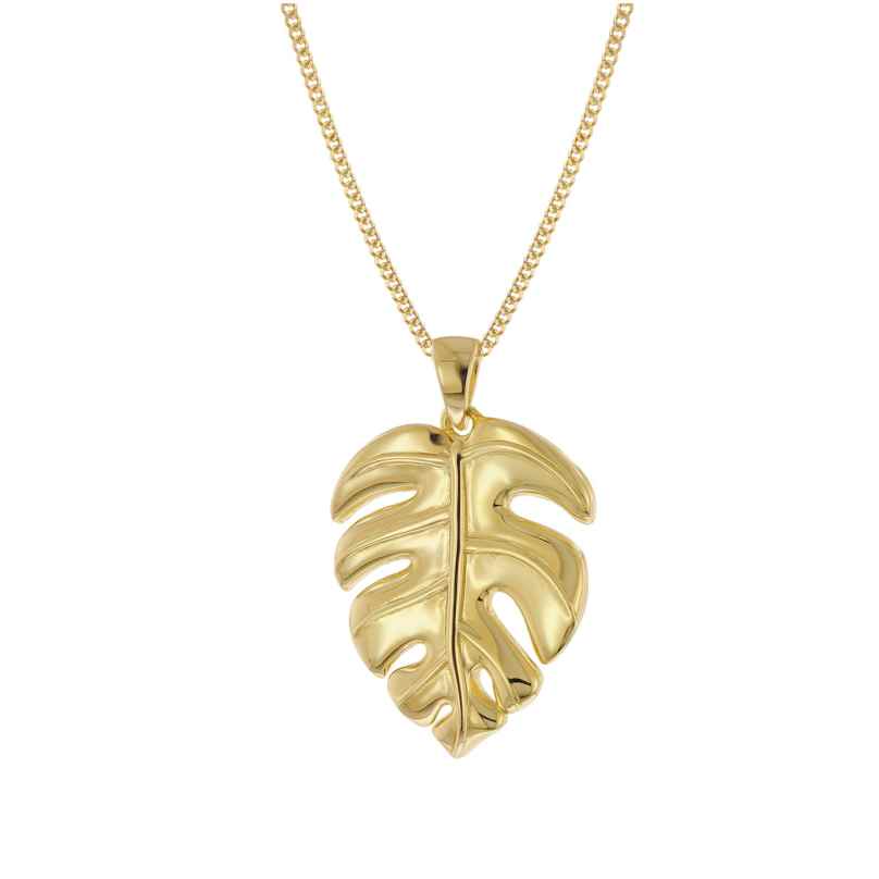 trendor 15956 Women's Necklace Monstera Leaf Gold Plated 925 Silver