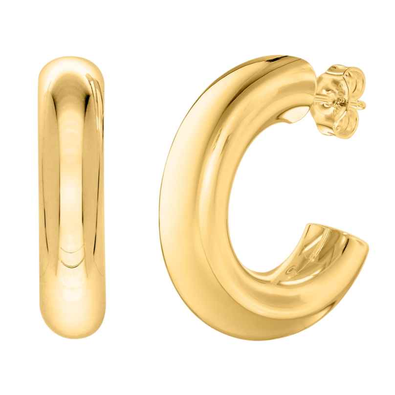 trendor 15986 Women's Earrings Half Hoops 925 Silver Gold-Plated ⌀ 25 mm 4262408159865
