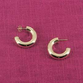 trendor 15986 Damen-Ohrringe Halb-Creolen 925 Silber Vergoldet ⌀ 25 mm