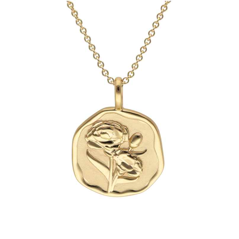 trendor 68002-01 Necklace With Month Flower January 925 Silver Gold Plated