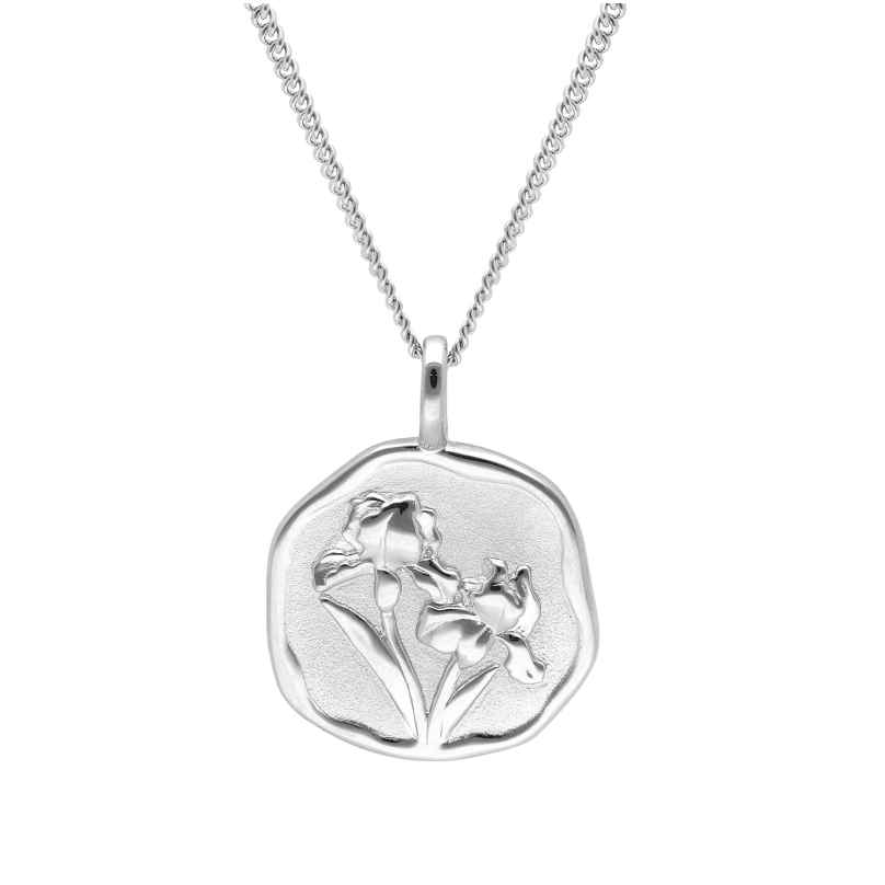trendor 68000-02 Halskette mit Monatsblume Februar 925 Silber Rhodiniert