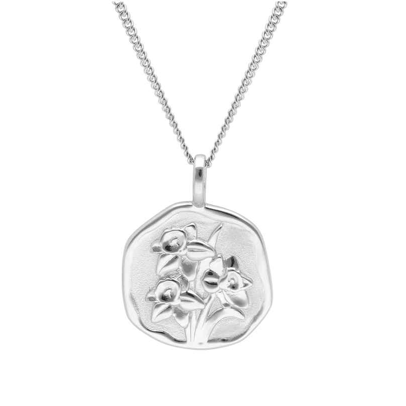 trendor 68000-03 Halskette mit Monatsblume März 925 Silber Rhodiniert