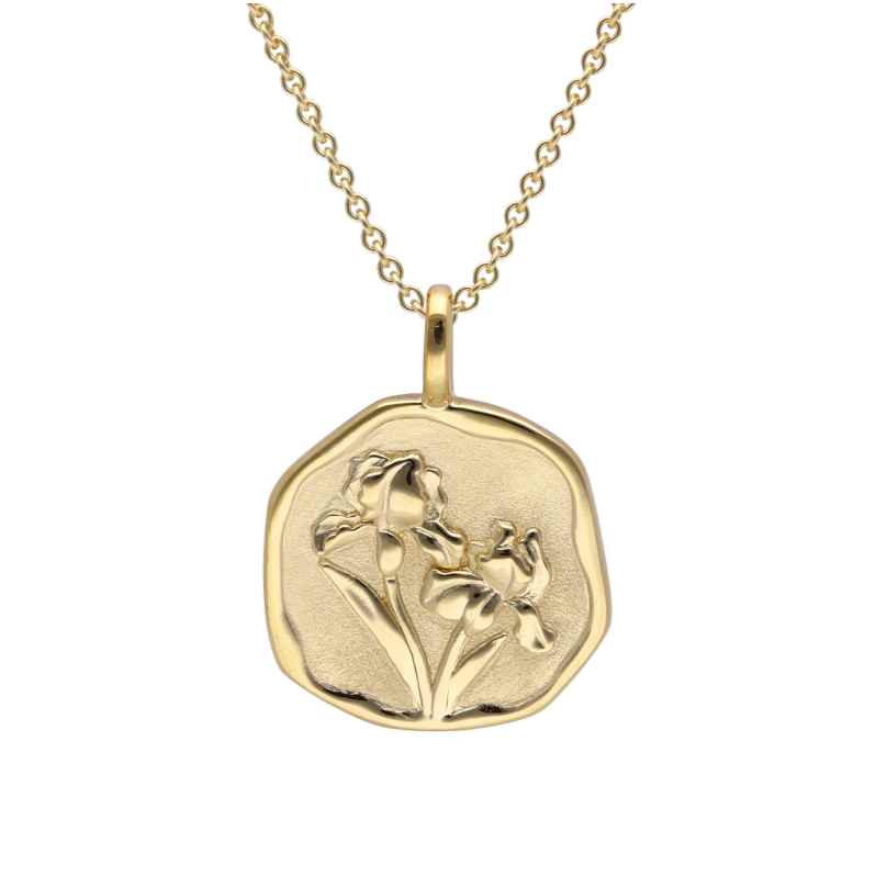trendor 68002-02 Necklace With Month Flower February 925 Silver Gold Plated
