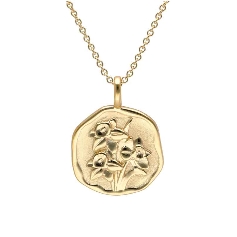 trendor 68002-03 Necklace With Month Flower March 925 Silver Gold Plated