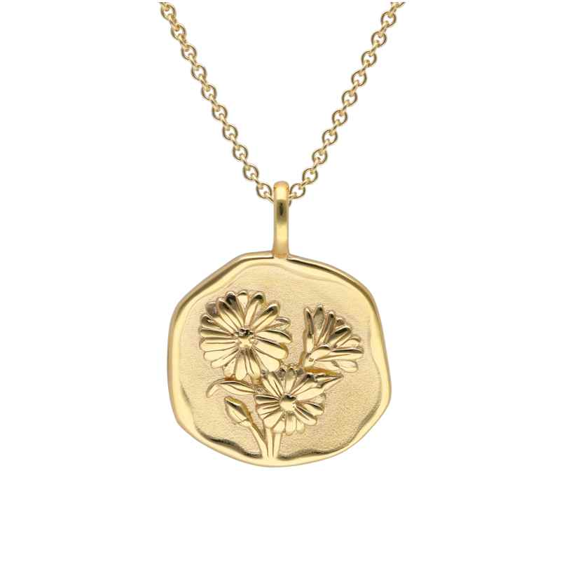 trendor 68002-04 Necklace With Month Flower April 925 Silver Gold Plated